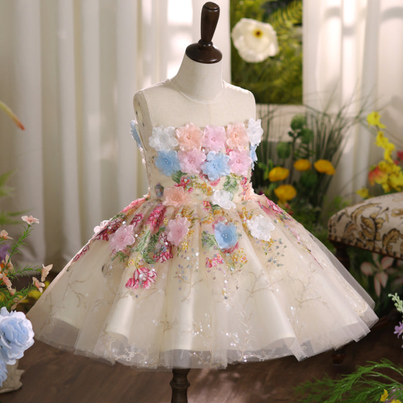 Girls Elegant Birthday Dress Flower Girl Princess Dress