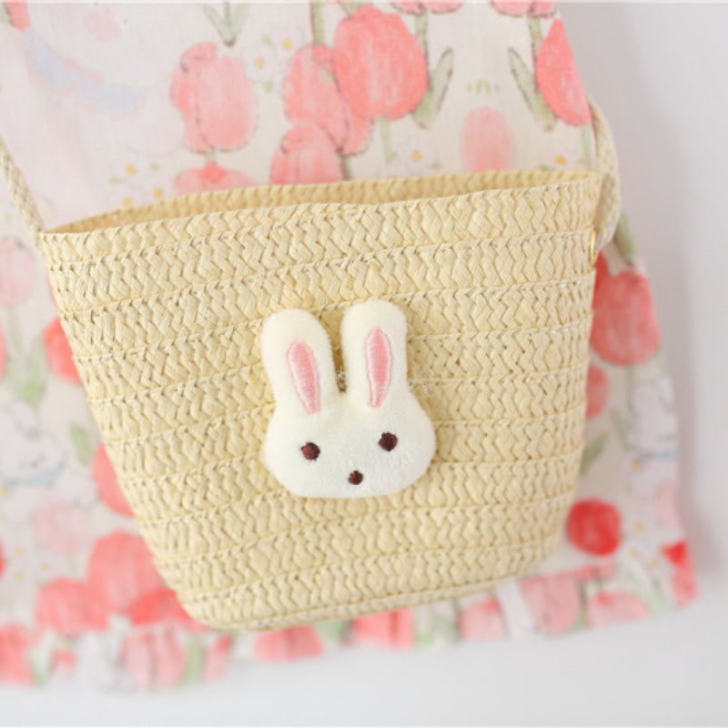 Girls Summer Floral Bow Bunny Ear Cotton Dress