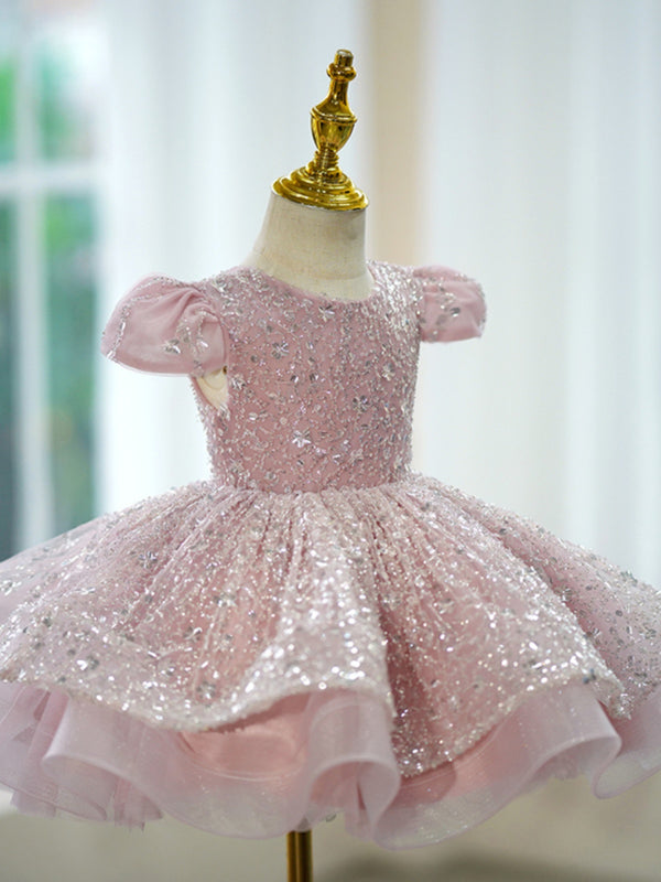 Elegant Baby Girl Sequins Formal Dress Toddler Birthday Party Princess Dress