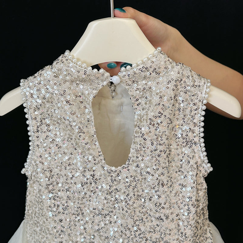 Summer Girls Birthday Dress Flower Girl Sequin Princess Dress