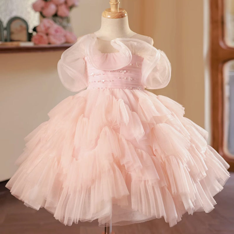 Toddler Pageant Pink Curl Fluffy Princess Dress