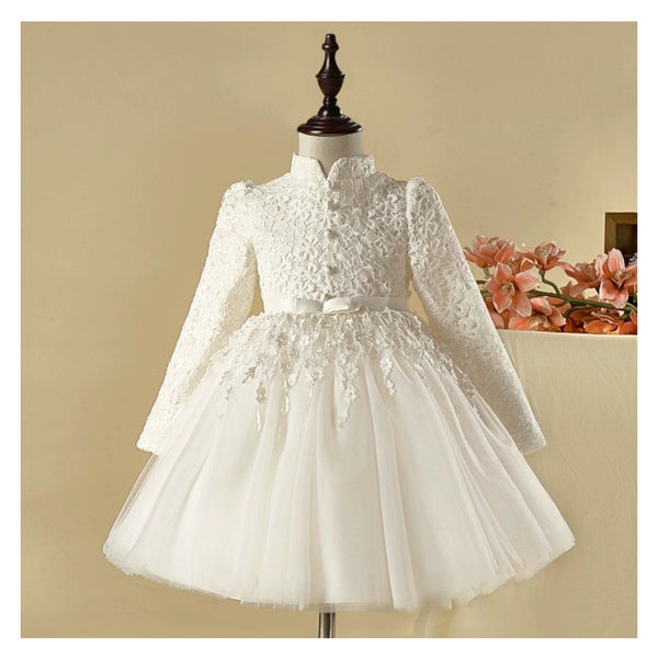Children's Dress Long Sleeve Princess Dress Fluffy Flower Girl Wedding Dress