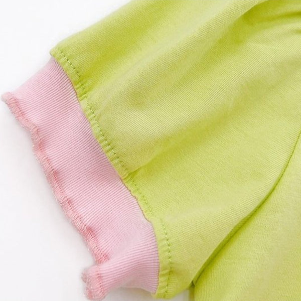 Girls Summer Flower Contrast Color Top
