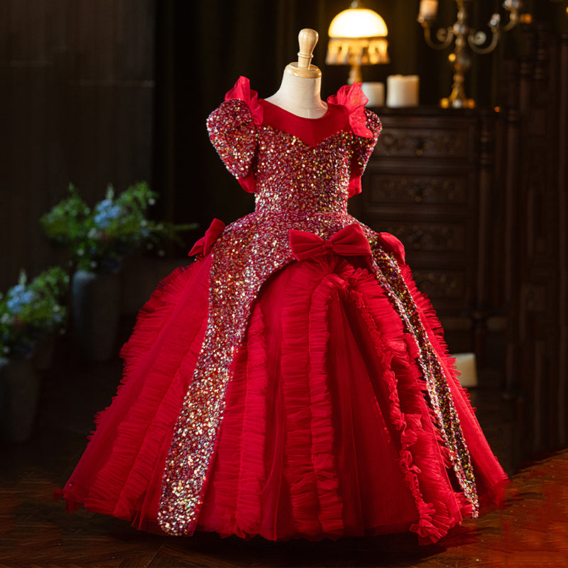 Red Girls Prom Dress Girls Birthday Party Princess Dress