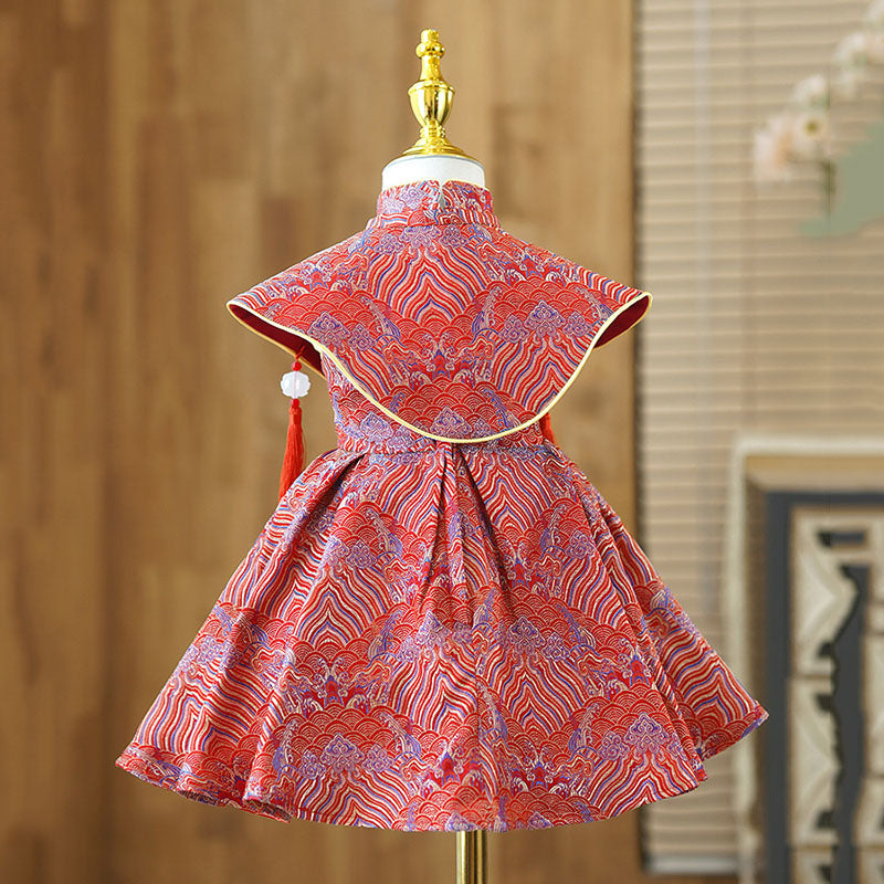 Elegant Baby Girls Red Pattern Shawl Dress Toddler Birthday Dresses N marryshe Elegant Baby Girls Red Pattern Shawl Dress Toddler Birthday Dresses N marryshe
