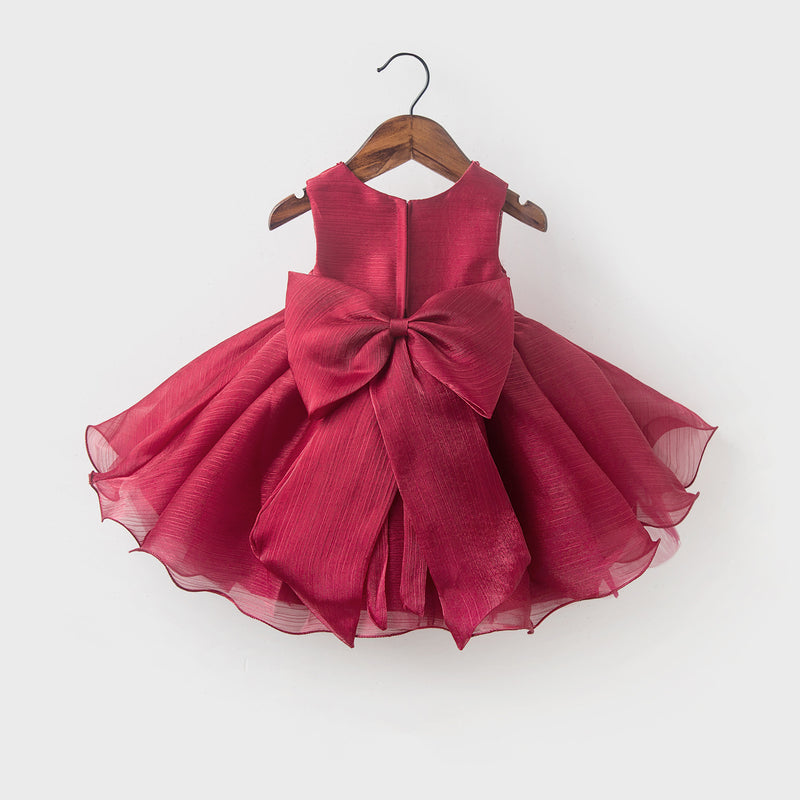 Cute Baby Girl Wine Red Dress Toddler Pageant First Communion Princess Dress