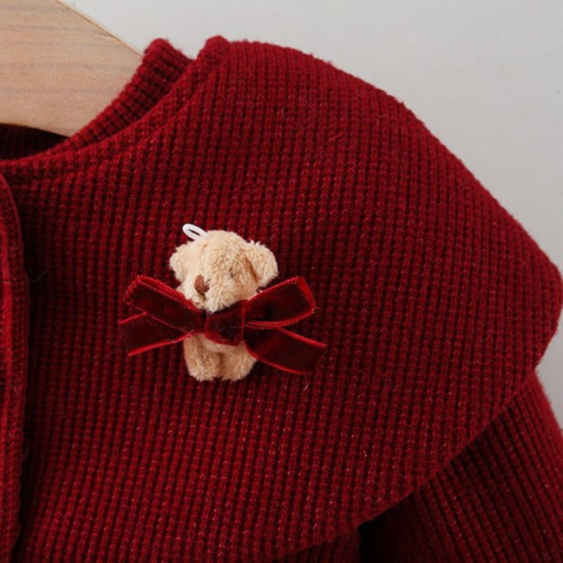 Girls' Winter Shawl Collar Tulle Princess Dress