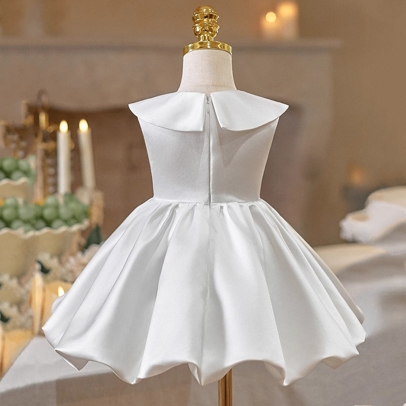 Girls White Birthday Dress Flower Girl Puff Princess Dress