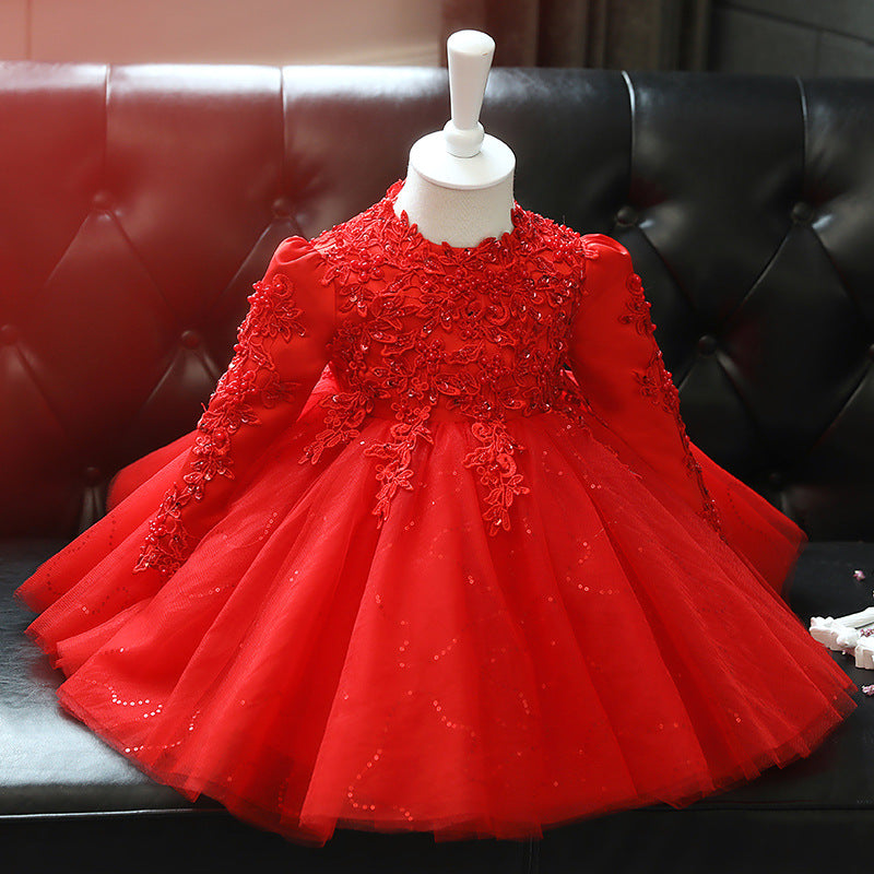 Cute Baby Girl Autumn Baptism Dress Toddler Pageant Christmas Princess Dress