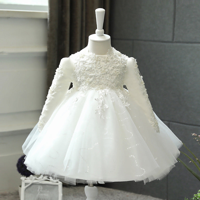 Cute Baby Girl Autumn Baptism Dress Toddler Pageant Christmas Princess Dress