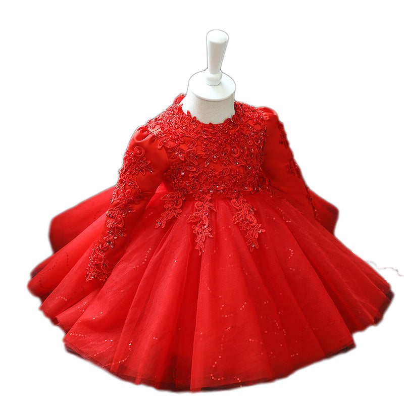 Cute Baby Girl Autumn Baptism Dress Toddler Pageant Christmas Princess Dress