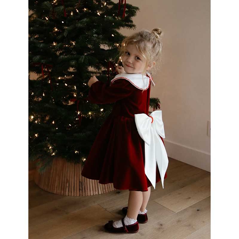 what to wear with burgundy dress pants Girl Christmas Dress Baby Girls Birthday Dresses Toddler Wine Red Bow –  marryshe
