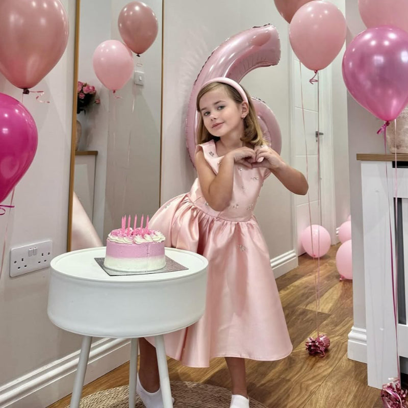 christening dress pink Elegant Baby Girls Pink Sequined Mesh Formal Dresses Toddler Christening Dresses