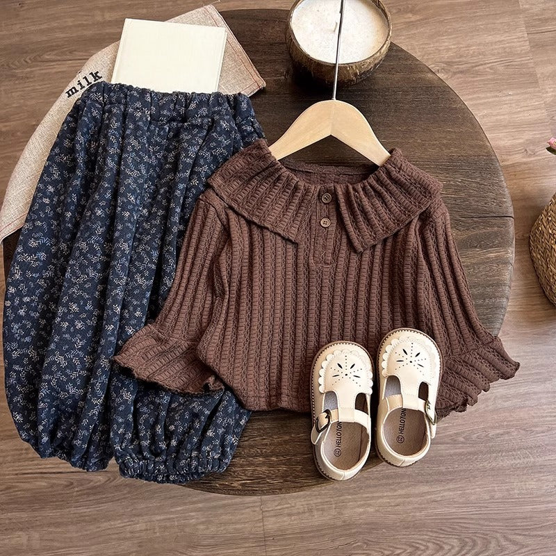 Girls' New T-shirt Sweater and Pants Two-piece Set