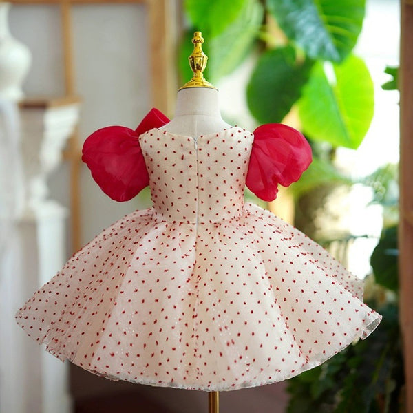Toddler Prom Dress Girl Puffy Dress Chest Bow Pageant Princess Dress