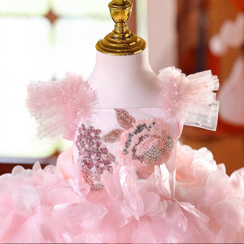 Girls Pink Ball Gown Children's Birthday Princess Dress Flower Girl Dress