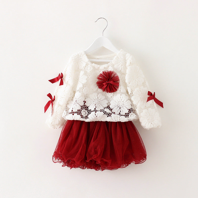 Girls Patchwork Dress Baby Flower Bow Princess Dress