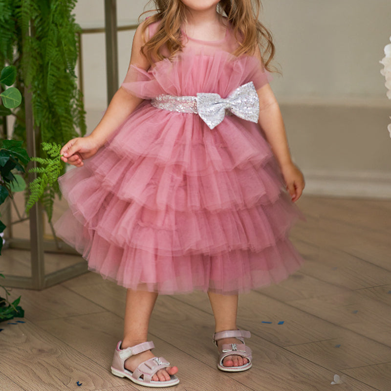 Girls Birthday Party Princess Dress Flower Girl Fluffy Cake Dress