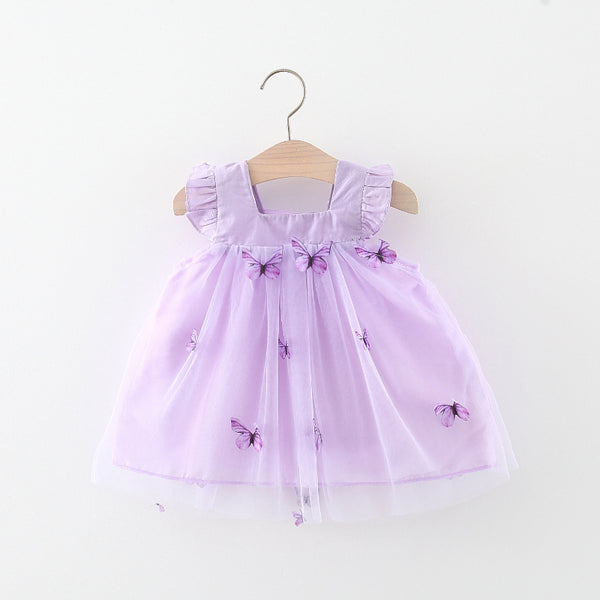 Baby Girl Cute Flying Sleeve Butterfly Mesh Dress