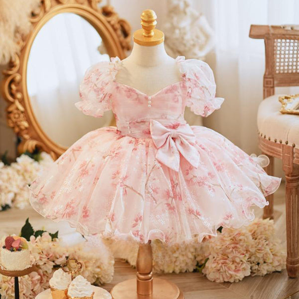 Pink Flower Girl Dress Girl Birthday Princess Dress