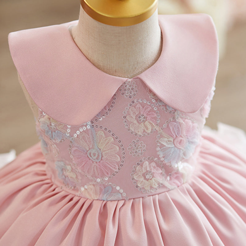Baby Girl Pink Birthday Princess Dress Flower Girl Wedding Dress