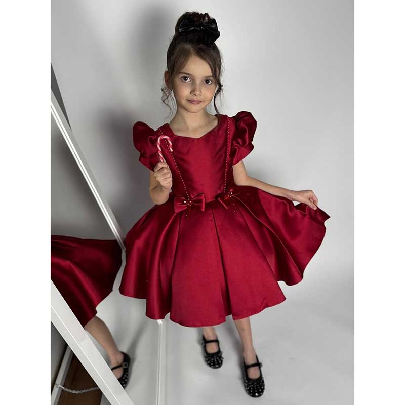 red color girls party dress Girls Red Birthday Dress Children's Party Princess Dress Girls Commun –  marryshe