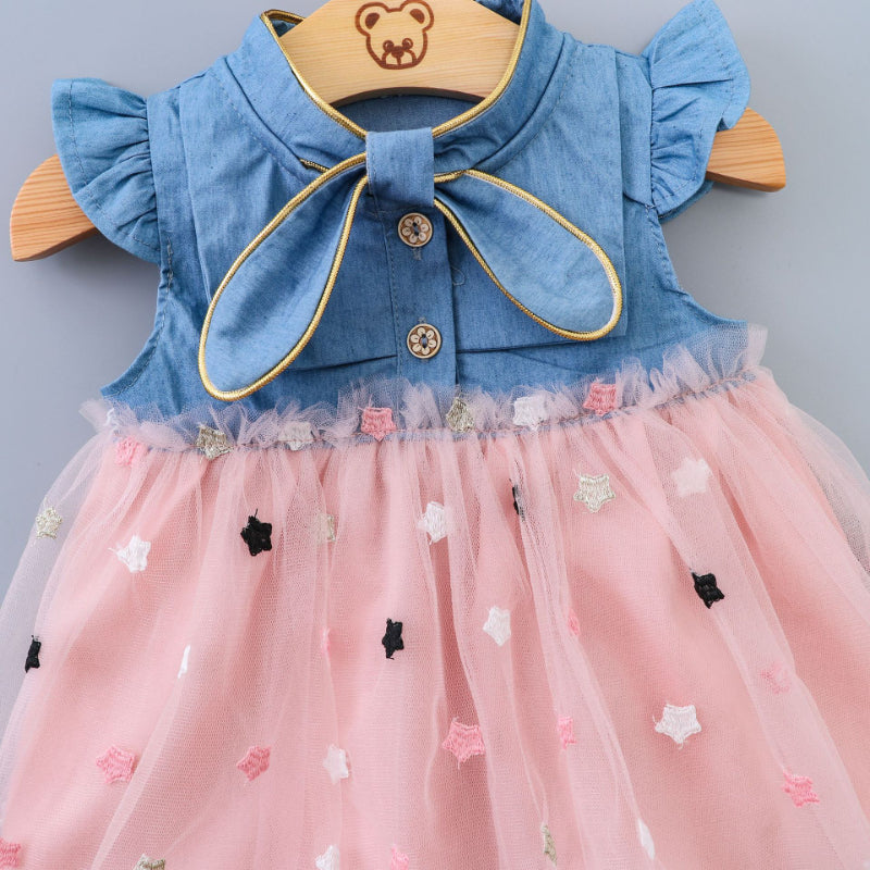 Baby Girl Denim Butterfly Sleeve Dress