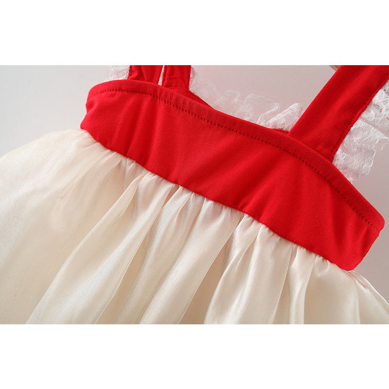 Baby Girl Bow Stitching Color Contrast Cute Dress