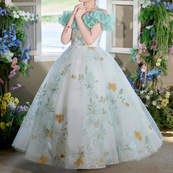 Girls Elegant Pageant Dress Girls Birthday Princess Dress