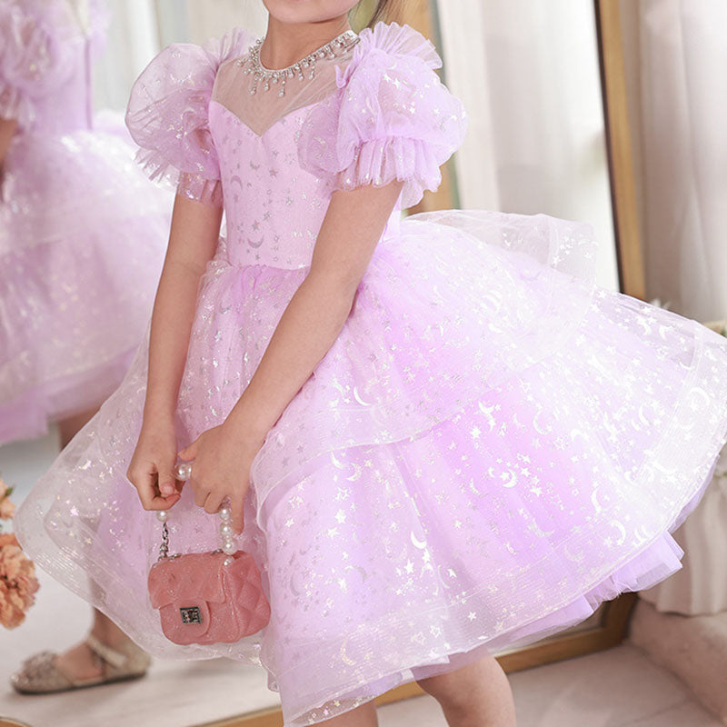 Flower Girl Communion Dress Sequin Mesh Shiny Princess Dress