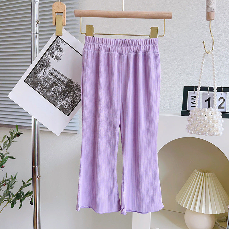 Cute Girls' Tassel Doll Collar Top and Flared Pants Two-piece Set
