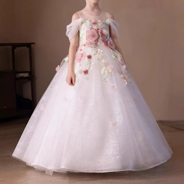 Girls Birthday Elegant Princess Dress Flower Girl Wedding Dress