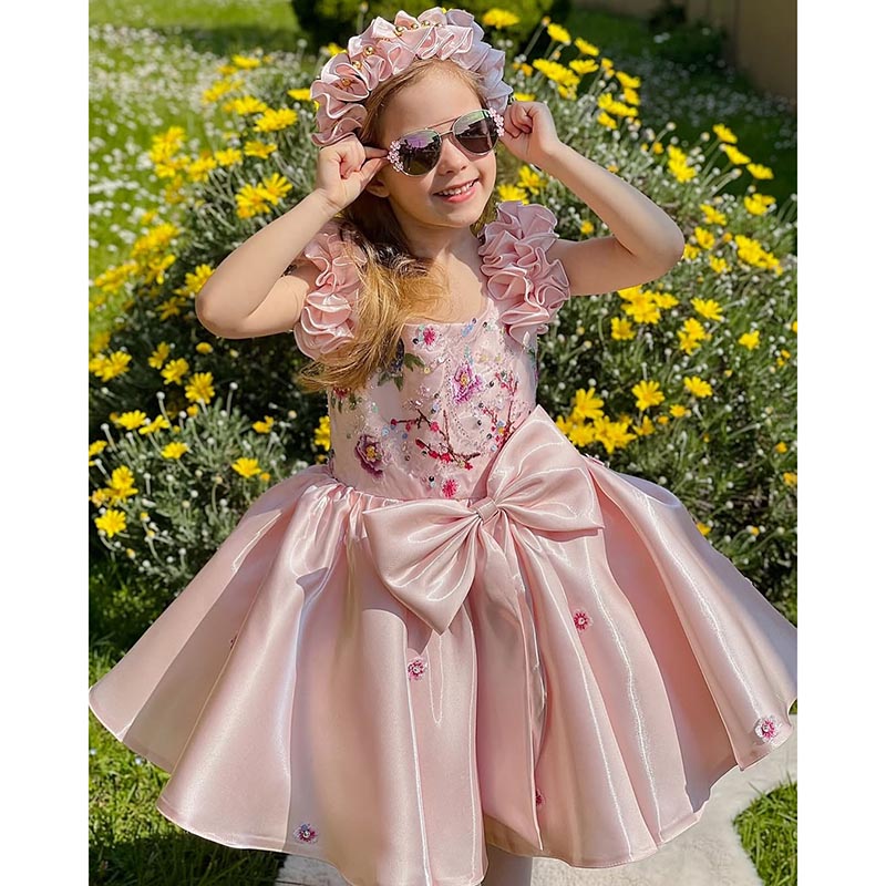 Elegant Baby Girl Sequin Embroidery Dress Toddler Birthday Pageant Princess Dress