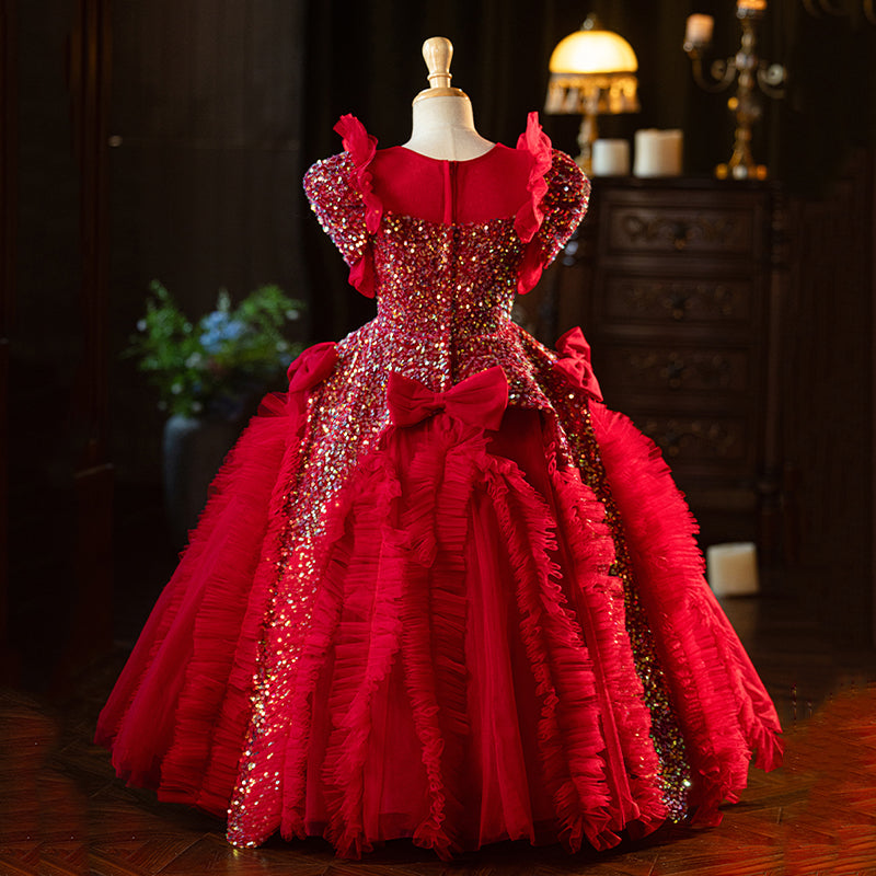 Red Girls Prom Dress Girls Birthday Party Princess Dress