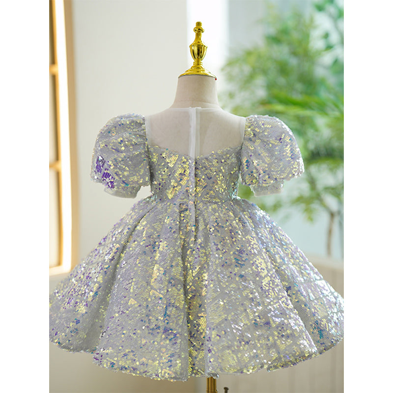 Girls Cute Sequins Pageant Dress Toddler Birthday Princess Dress
