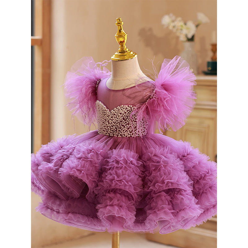 Baby Girl and Toddler Birthday Bead  Prom Dress Puffy Princess Dress