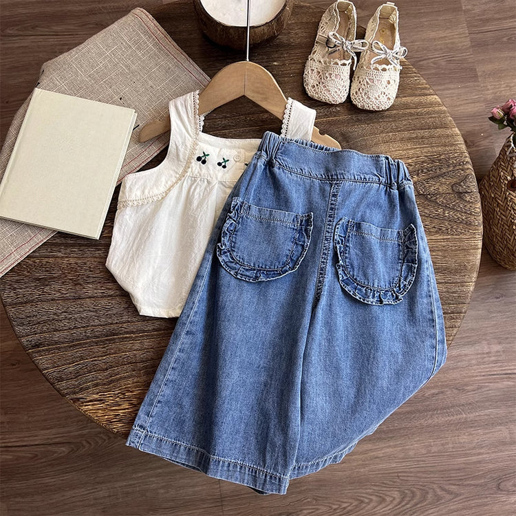 Baby Girl Summer Wide Leg Pants Children's Vest Pants Two Piece Set