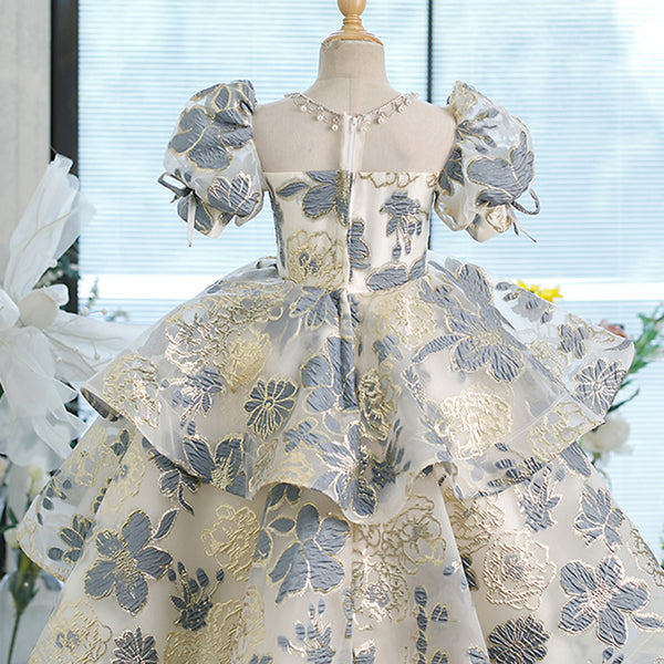 Cute Baby Girl Embroidery Flowers Dress Toddler Pageant First Communion Princess Dress