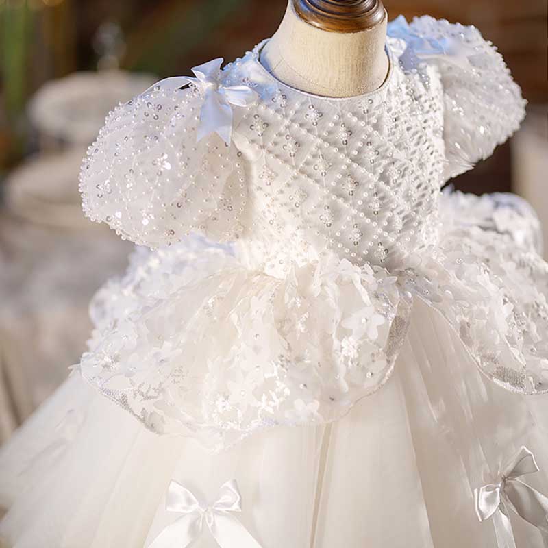 Toddler Prom Dress Girl Birthday Party Wedding Christening Dress Bowknot Mesh Princess Dress