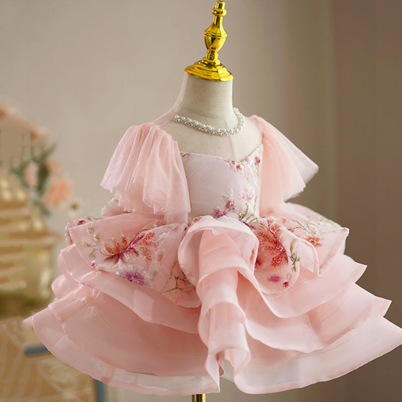 Cute Girl Bead Collar Zipper Bow Birthday Party Cake Princess Dress