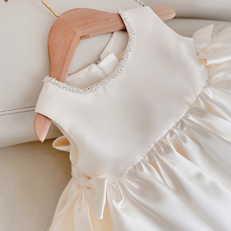 Girls' Communion Dresses Girls' Bow Satin Dresses Flower Girl Dresses