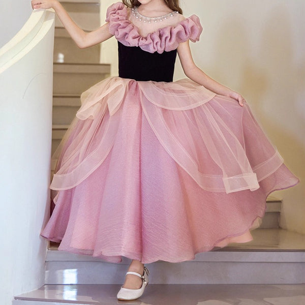Pink Girls Dress Children's Birthday Princess Dress Girls Prom Dress