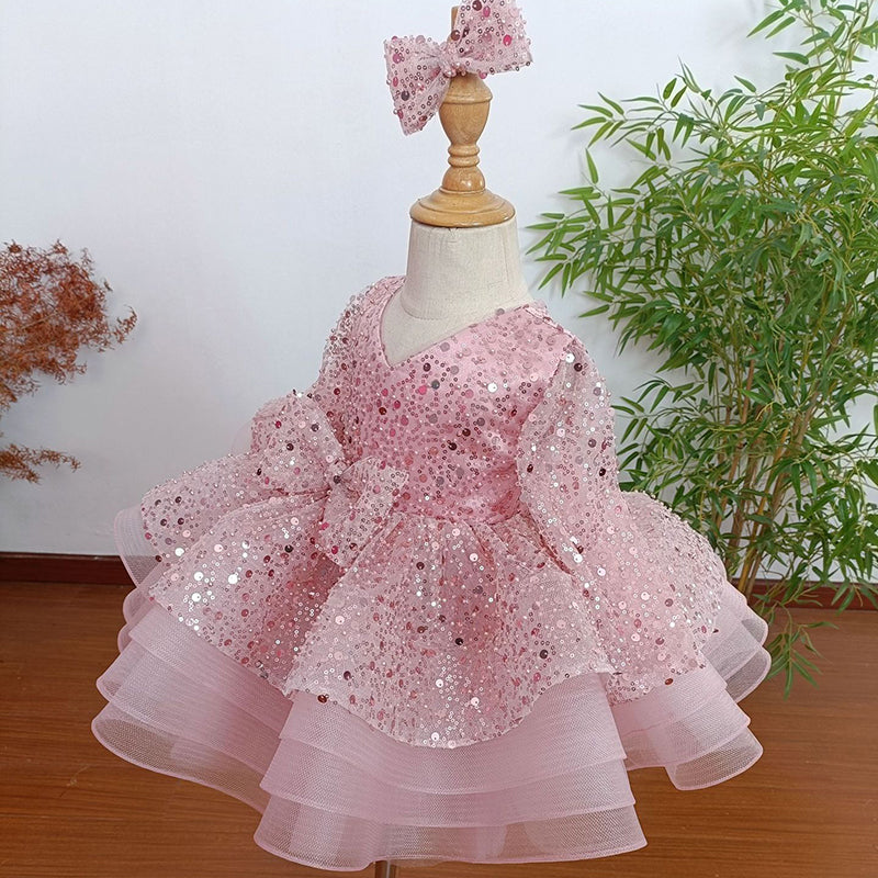 Cute  Baby Girl  Sequins Beauty Pageant Dress Toddler Birthday Party Princess Dress