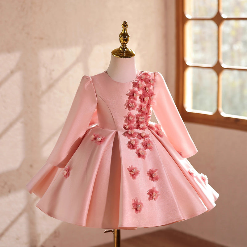 kids girl birthday dress Girls' Children's Party Princess Dress Flower Pink Dress 5 Years (120cm) 66 Size:XX-LARGE Short Homecoming Dress | Dress Length: Midi