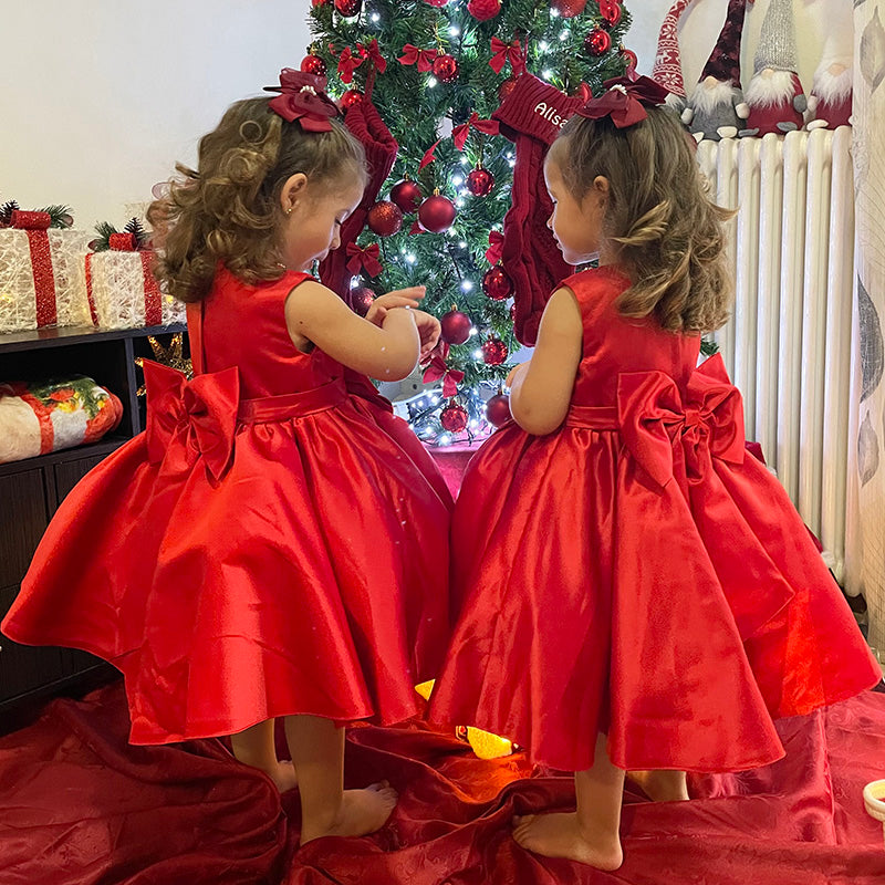 Flower Girl Dresses - Girl Christmas Dress Baby Girl Easter Dress Princess Dress Bow-Knot Puffy Dress Birthday Party Dress, Red / 3-4 Years (110cm) Flower Girl Dresses - Girl Christmas Dress Baby Girl Easter Dress Princess Dress Bow-Knot Puffy Dress Birthday Party Dress, Red / 3-4 Years (110cm)