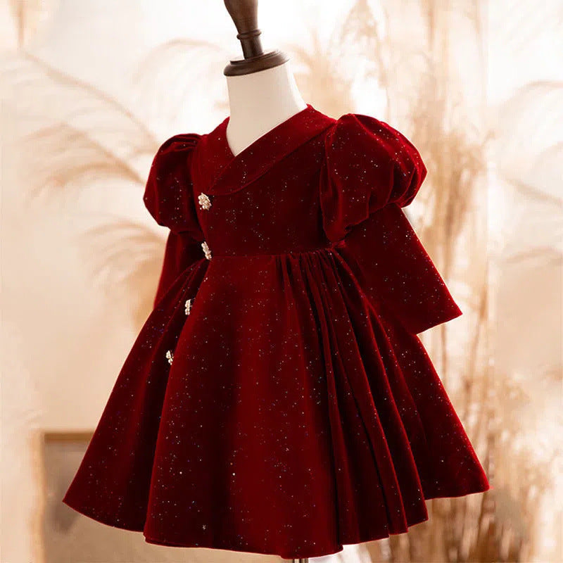 Christmas Dress Baby Girl Red Cake Dress Birthday Dress Festival Dress