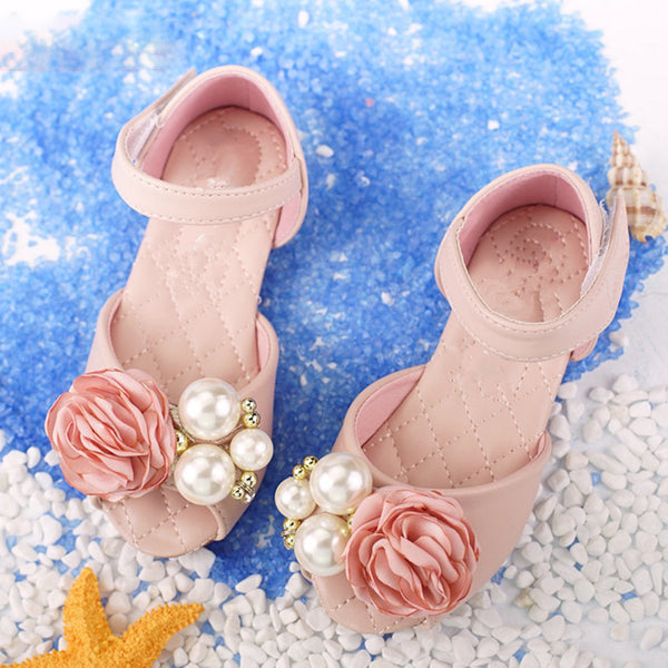 Summer Girl's Pearl Flowers Beach Slippers