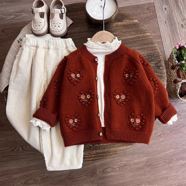 Girls' New Autumn Sweater Bottoming Shirt Pants Three-piece Set