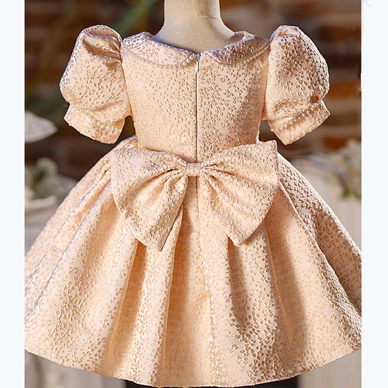 Flower Girl Dress Toddler Birthday Party Pageant Pattern Doll Collar Bowknot Puff Sleeves Dress