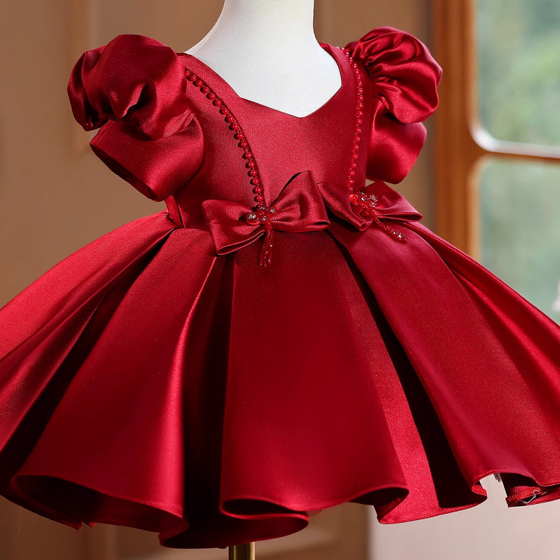 Girls Red Birthday Dress Children's Party Princess Dress Girls Communion Dress